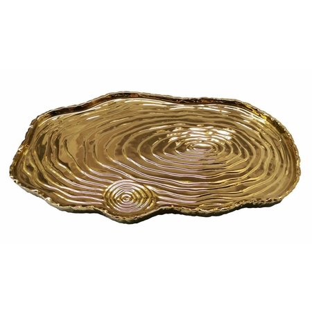 COMIDA 16 x 10 in. Botanic Porcelain Tree Bark Tray, Gold CO2535394